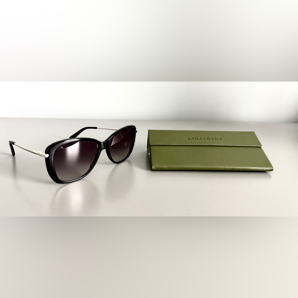 Authentic Longchamp Black Sunglasses with Green Case